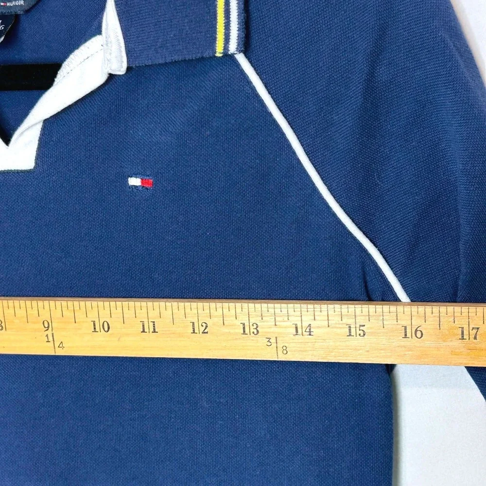 Tommy Hilfiger Girls Navy Blue White Pleated Polo Dress XL 16 Preppy Sporty